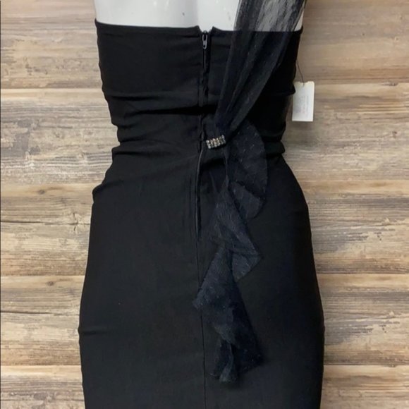 Stop staring Midnight Magic one shoulder black wiggle pencil sexy dress - Picture 5 of 7